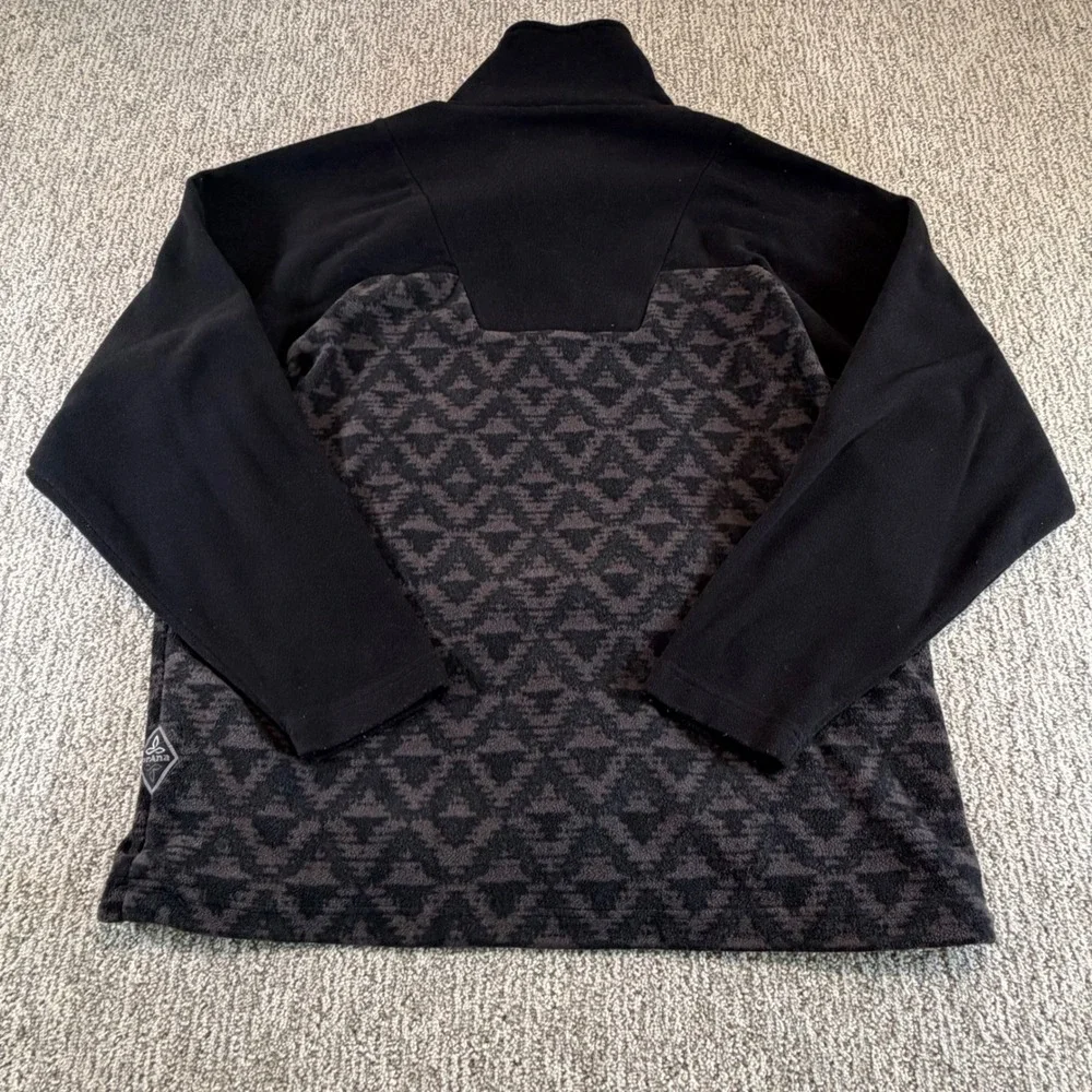 Prana‎ Fleece Pullover Mens Medium Black Aztec Geometric Quarter Zip Jacket